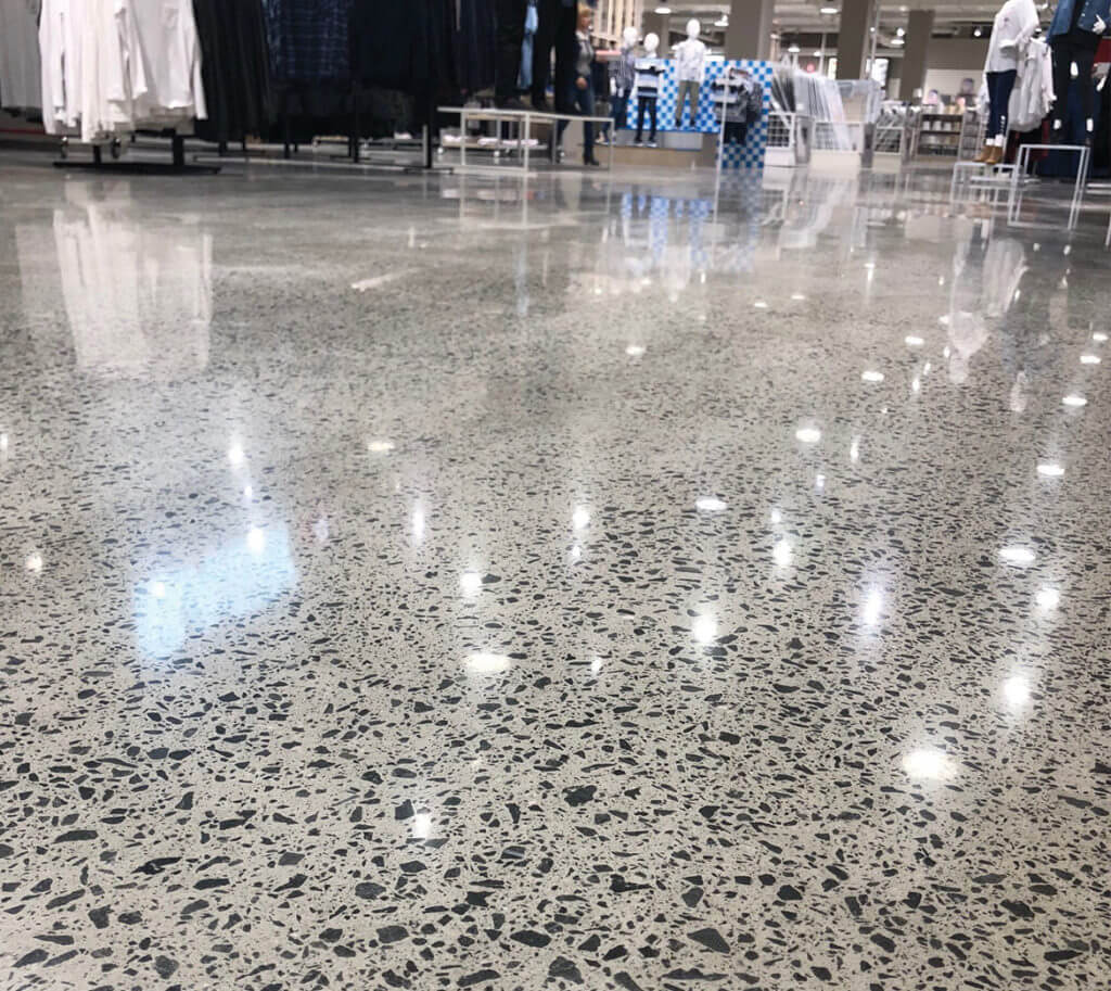 Polished concrete in a retail environment