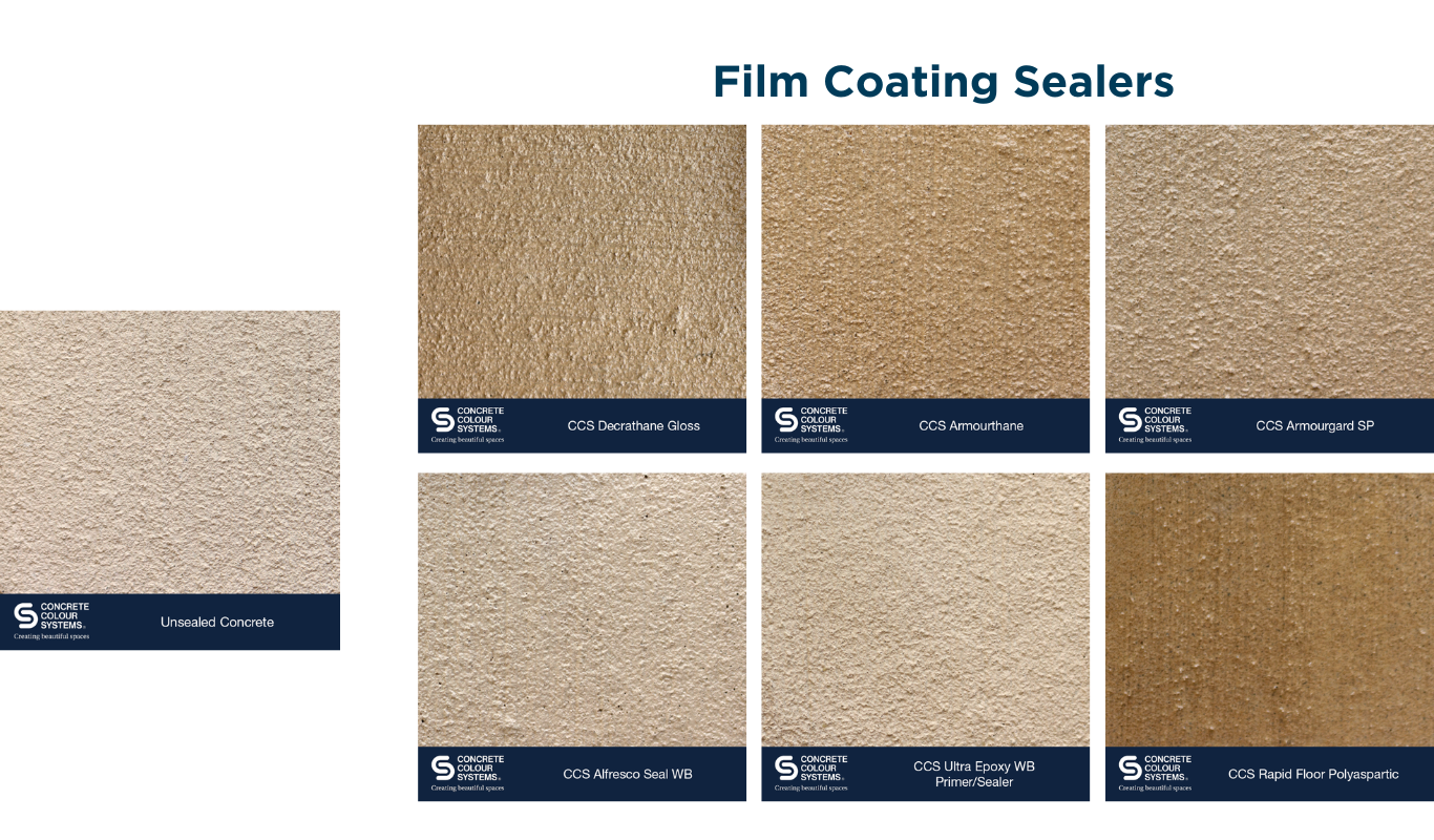 Examples of CCS Film Forming sealers on coloured concrete